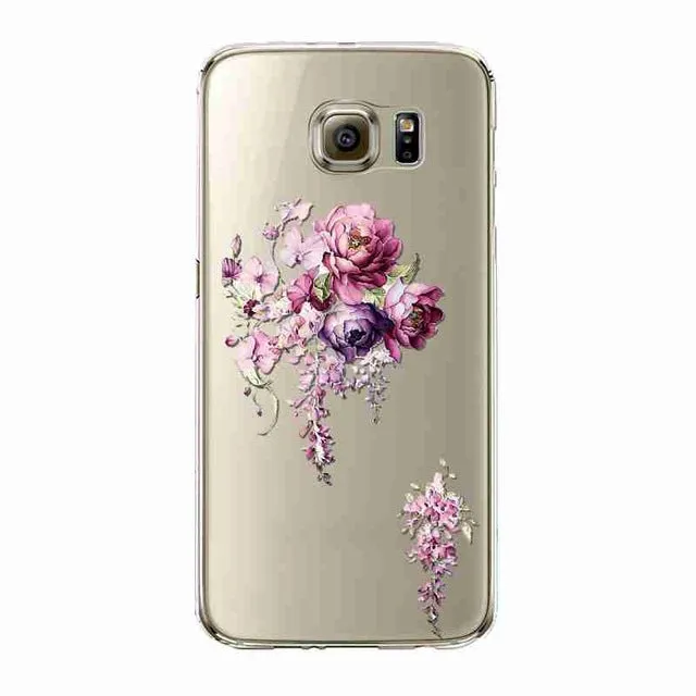 Phone Case For Samsung Galaxy S5/6 S6Edge Beautiful Dandelion Balloons Peacock Fruit Soft TPU Back Cover Skin Shell Capa Celular