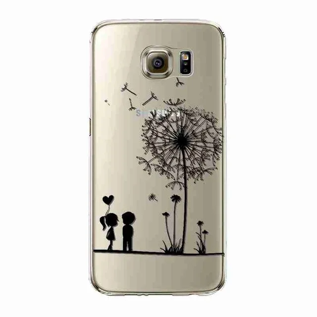 Phone Case For Samsung Galaxy S5/6 S6Edge Beautiful Dandelion Balloons Peacock Fruit Soft TPU Back Cover Skin Shell Capa Celular