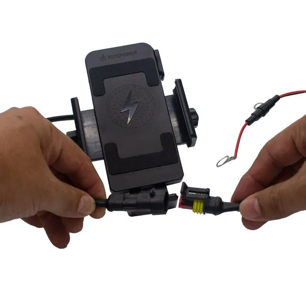 Phone Inductive Wireless charging Mount with Quick Disconnect Power Cable and articulating ball mounting