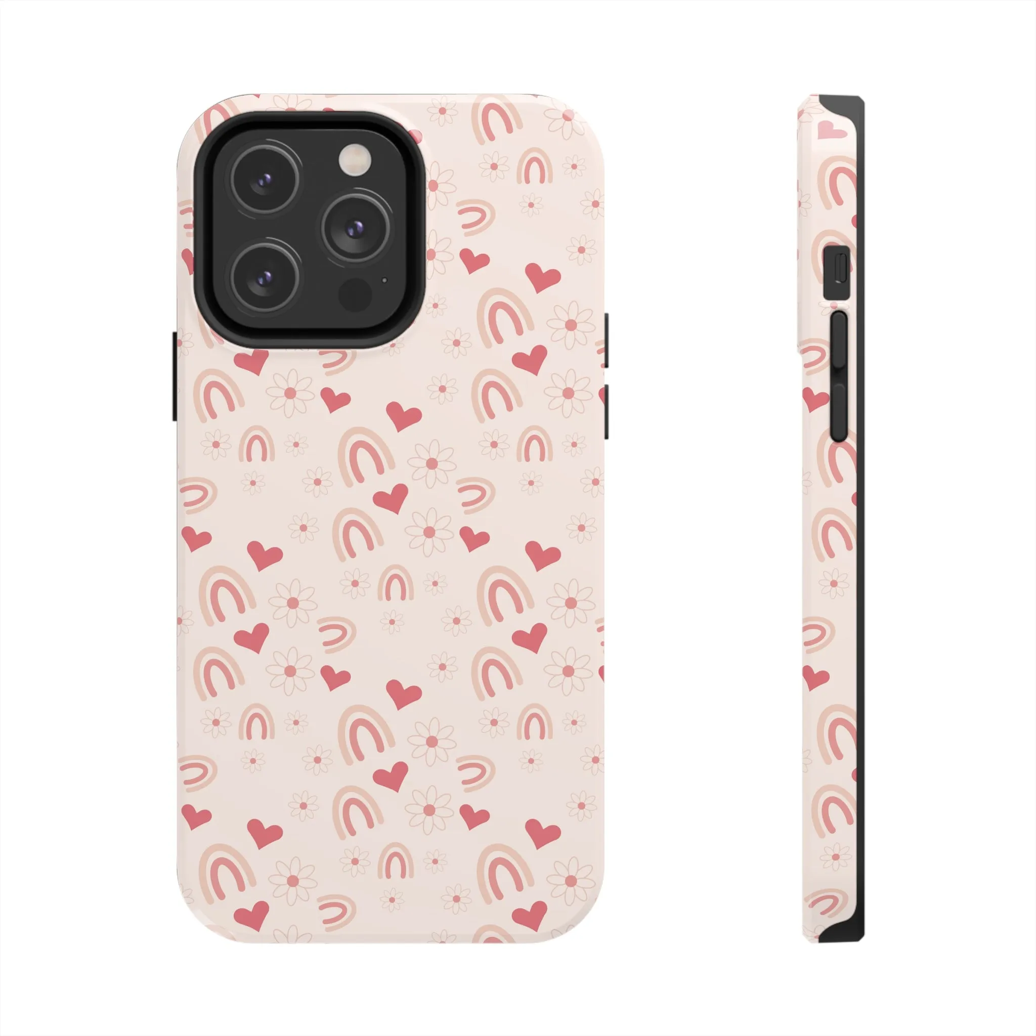 Pink Boho2 Rainbow print Design Tough Phone Case compatible with a large variety of iPhone models, Gift, Phone Case