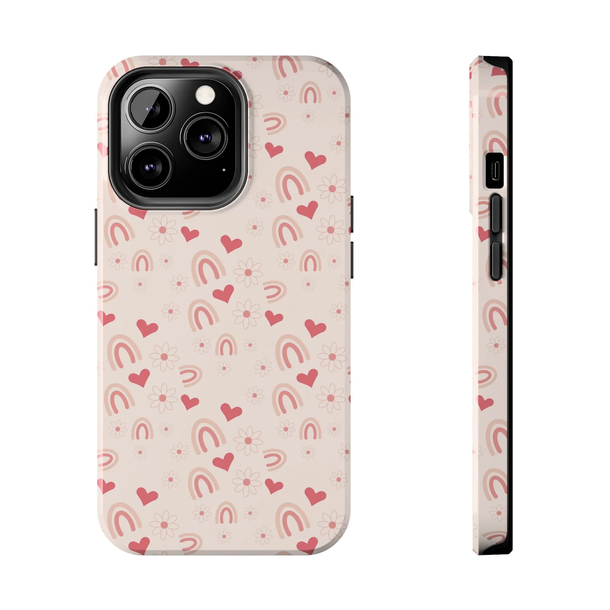 Pink Boho2 Rainbow print Design Tough Phone Case compatible with a large variety of iPhone models, Gift, Phone Case