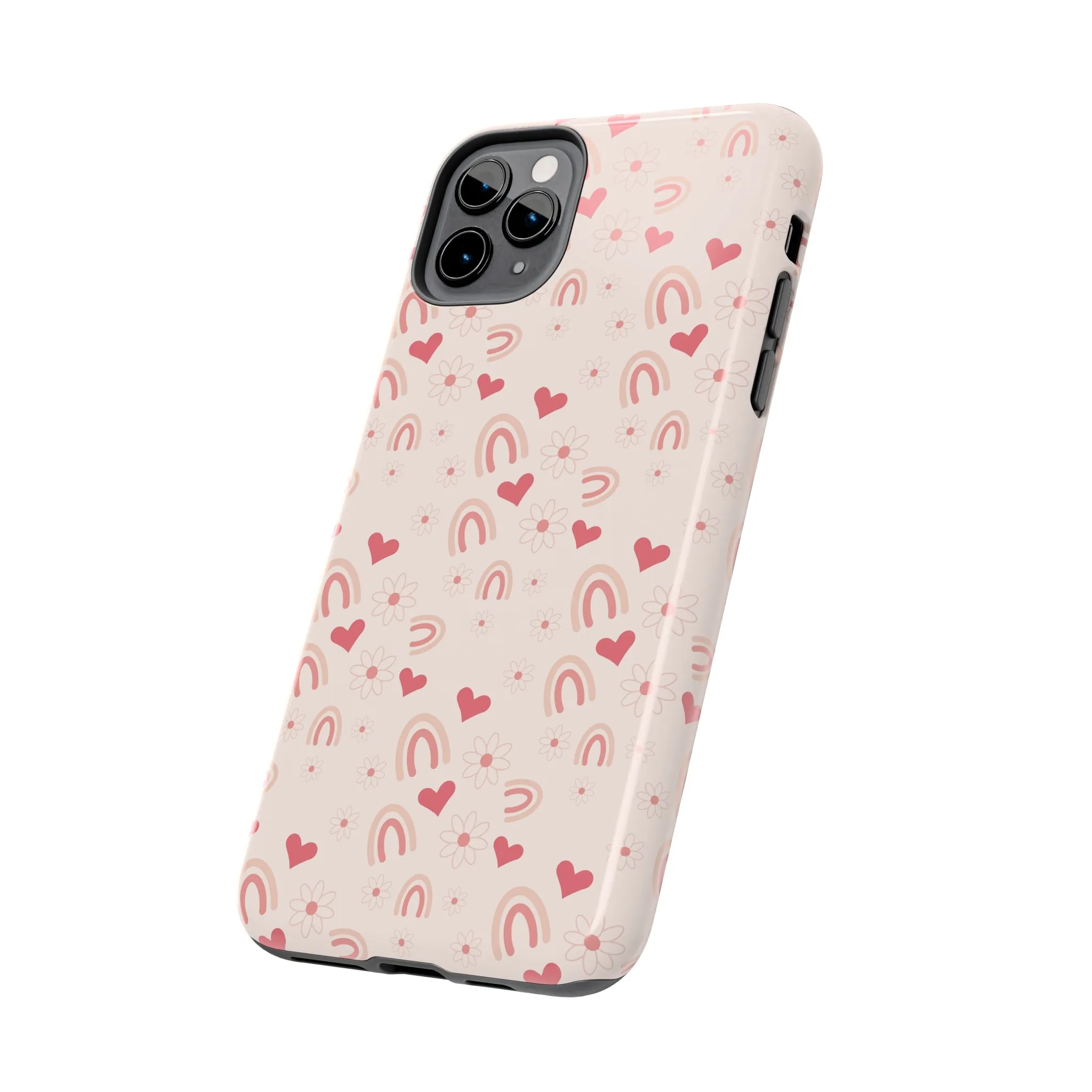 Pink Boho2 Rainbow print Design Tough Phone Case compatible with a large variety of iPhone models, Gift, Phone Case