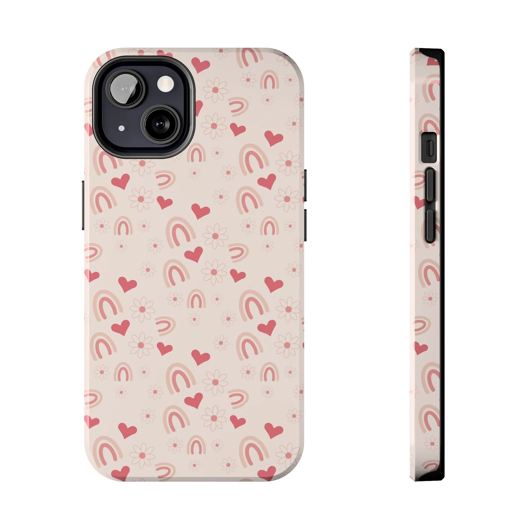 Pink Boho2 Rainbow print Design Tough Phone Case compatible with a large variety of iPhone models, Gift, Phone Case