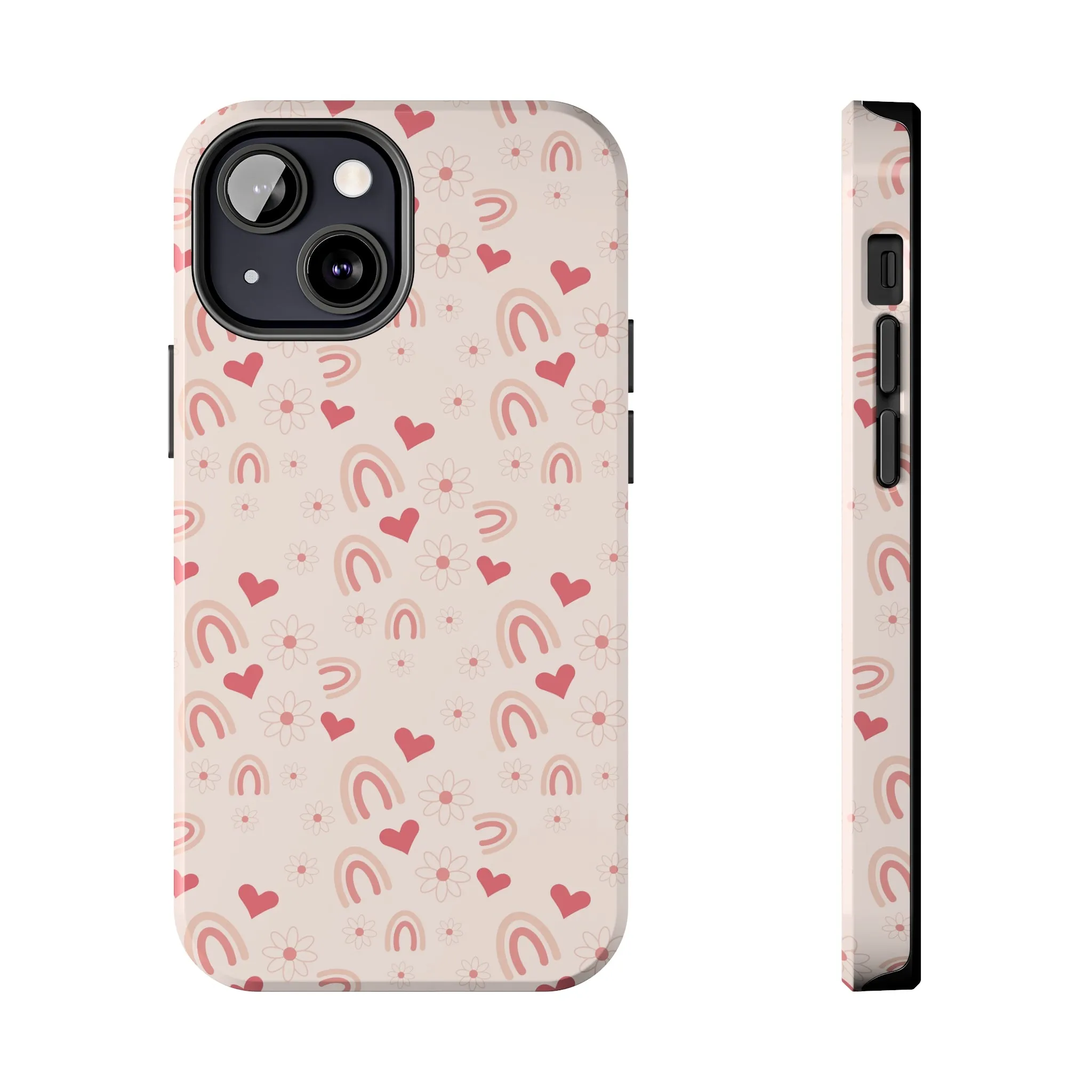 Pink Boho2 Rainbow print Design Tough Phone Case compatible with a large variety of iPhone models, Gift, Phone Case