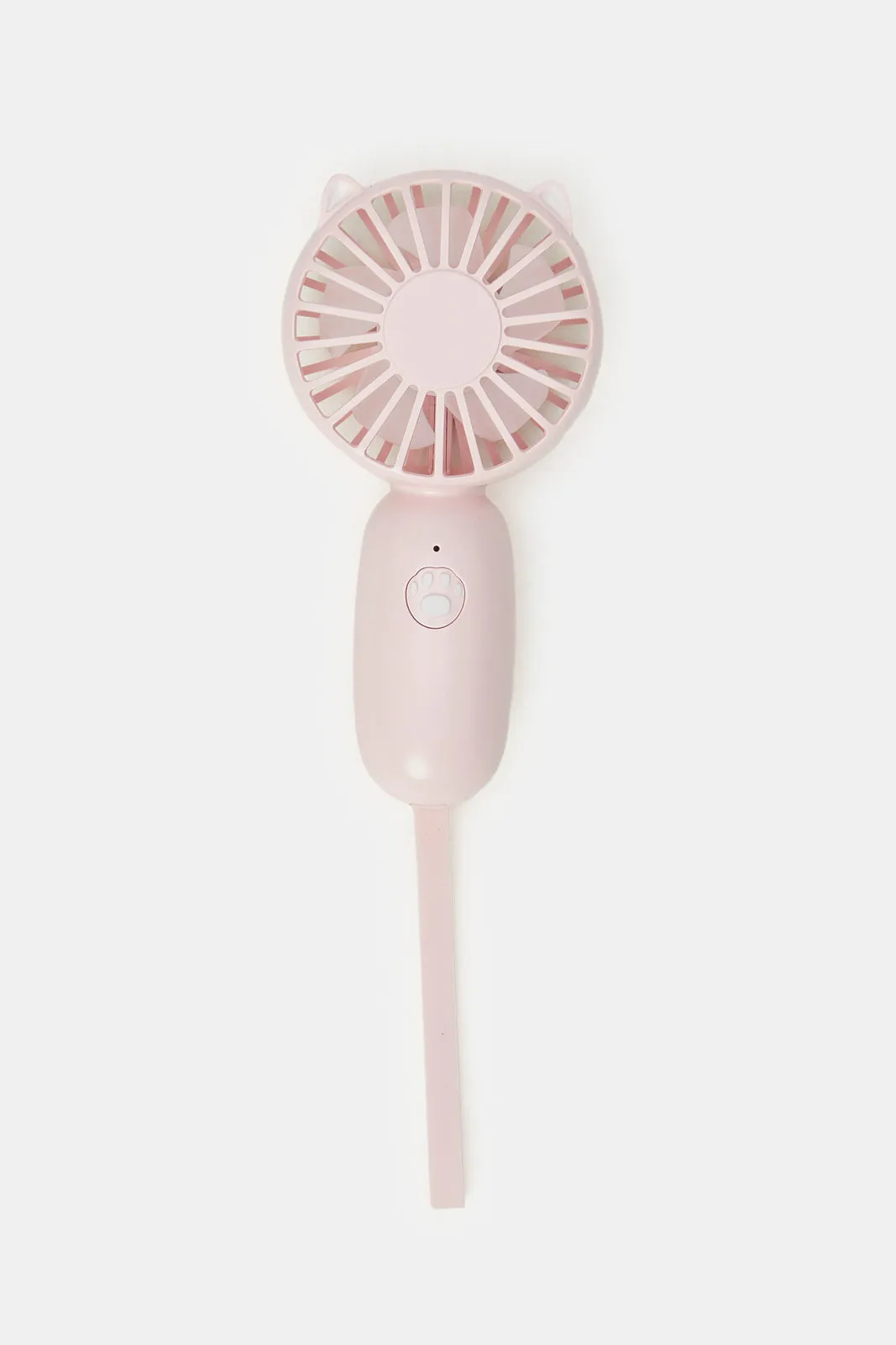 Pink Handheld Cat Ears Fan With Charging Cable