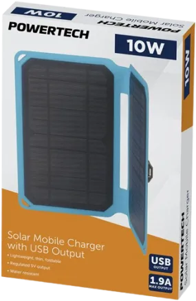 PowerTech - 10W Solar Mobile Charger with USB Output with 1M Cable