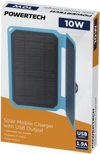 PowerTech - 10W Solar Mobile Charger with USB Output with 1M Cable