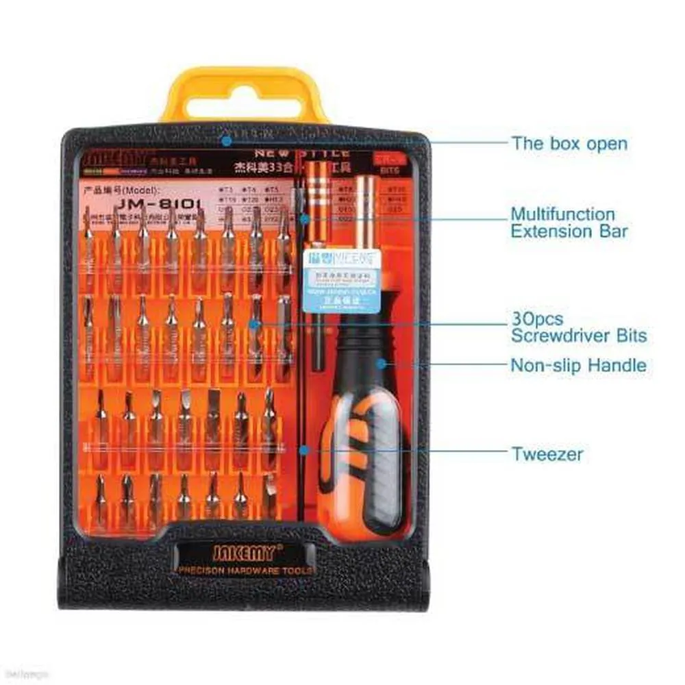 Precision Mini Screwdriver Kit - 33in1 Set Jakemy JM-8101 Precise Pocket Small