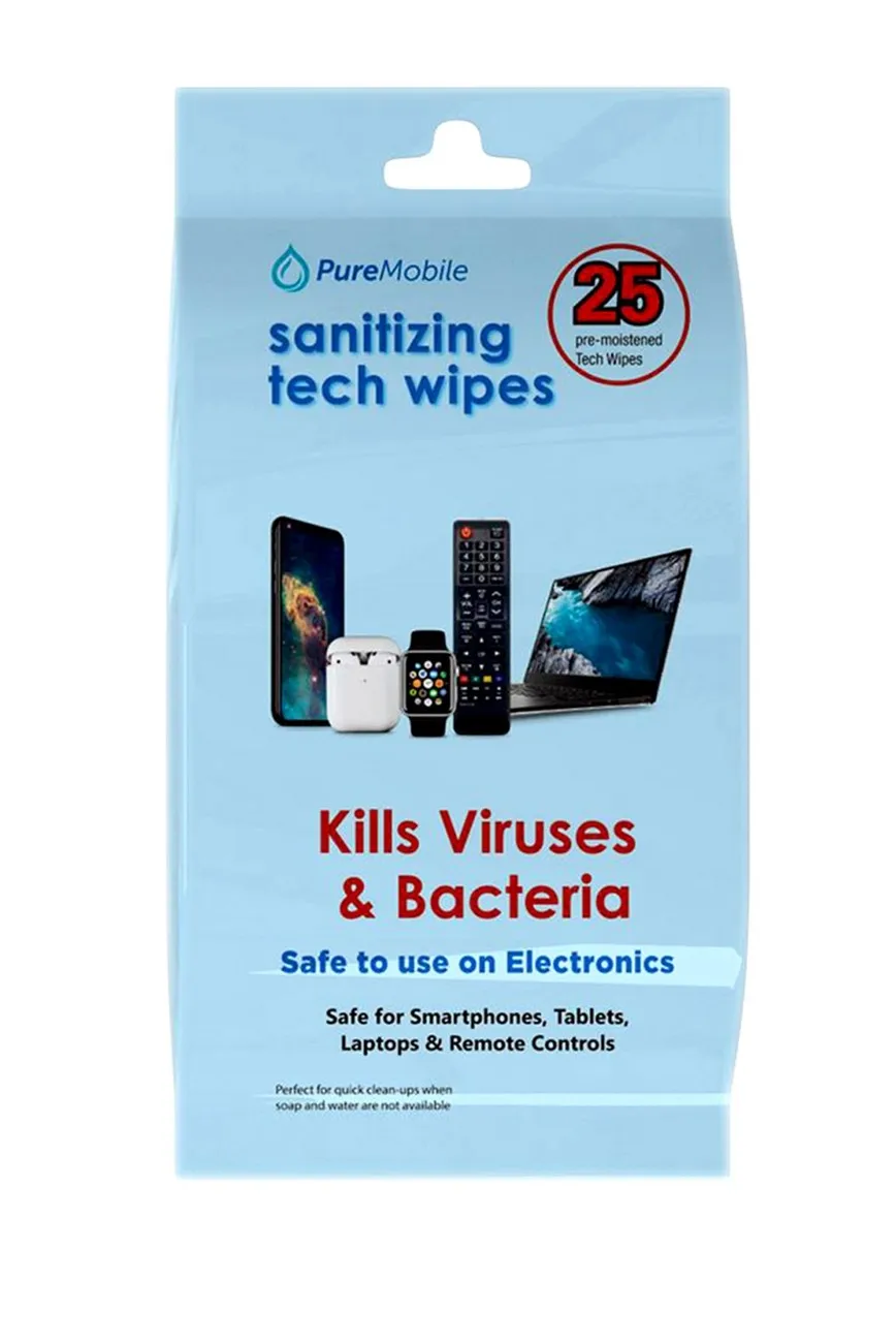 Pure Mobile Sanitizing Tech Wipes – Pack of 25