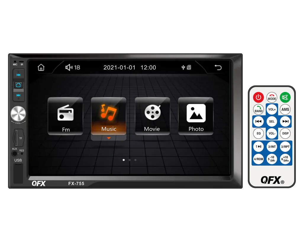 QFX 7"  BLUETOOH CAR STEREO, BACKUP CAMERA INCLUDED