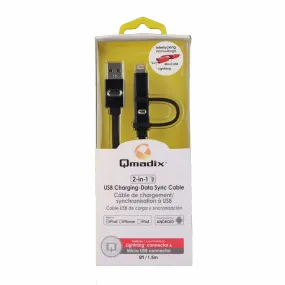 Qmadix (5-Ft) Micro-USB and Lightning 8-Pin Switch Tip USB Cable - Black