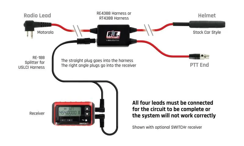 Racing Electronics 3-Conductor Motorola Car Harness w/Scanner Input