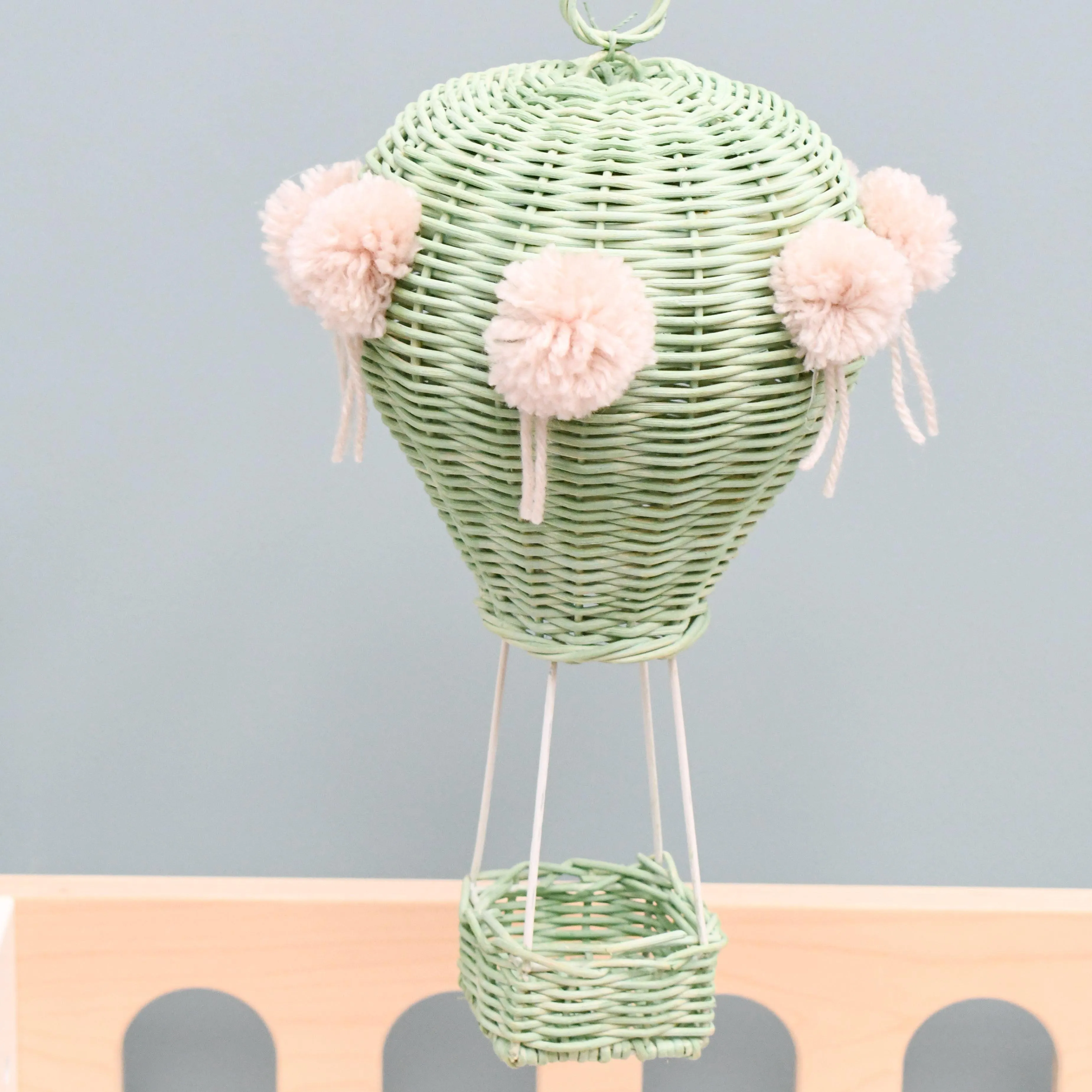 Rattan Hot Air Balloon Mobile - Mint Green