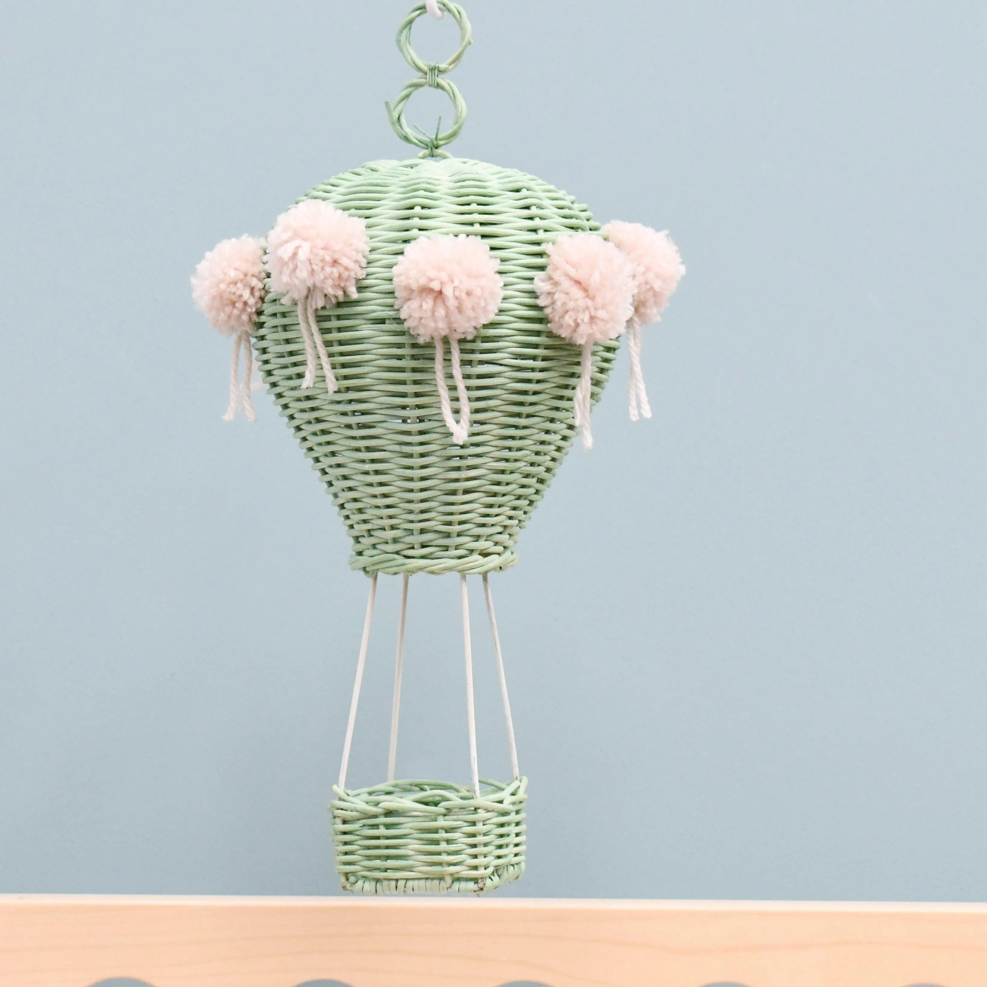 Rattan Hot Air Balloon Mobile - Mint Green