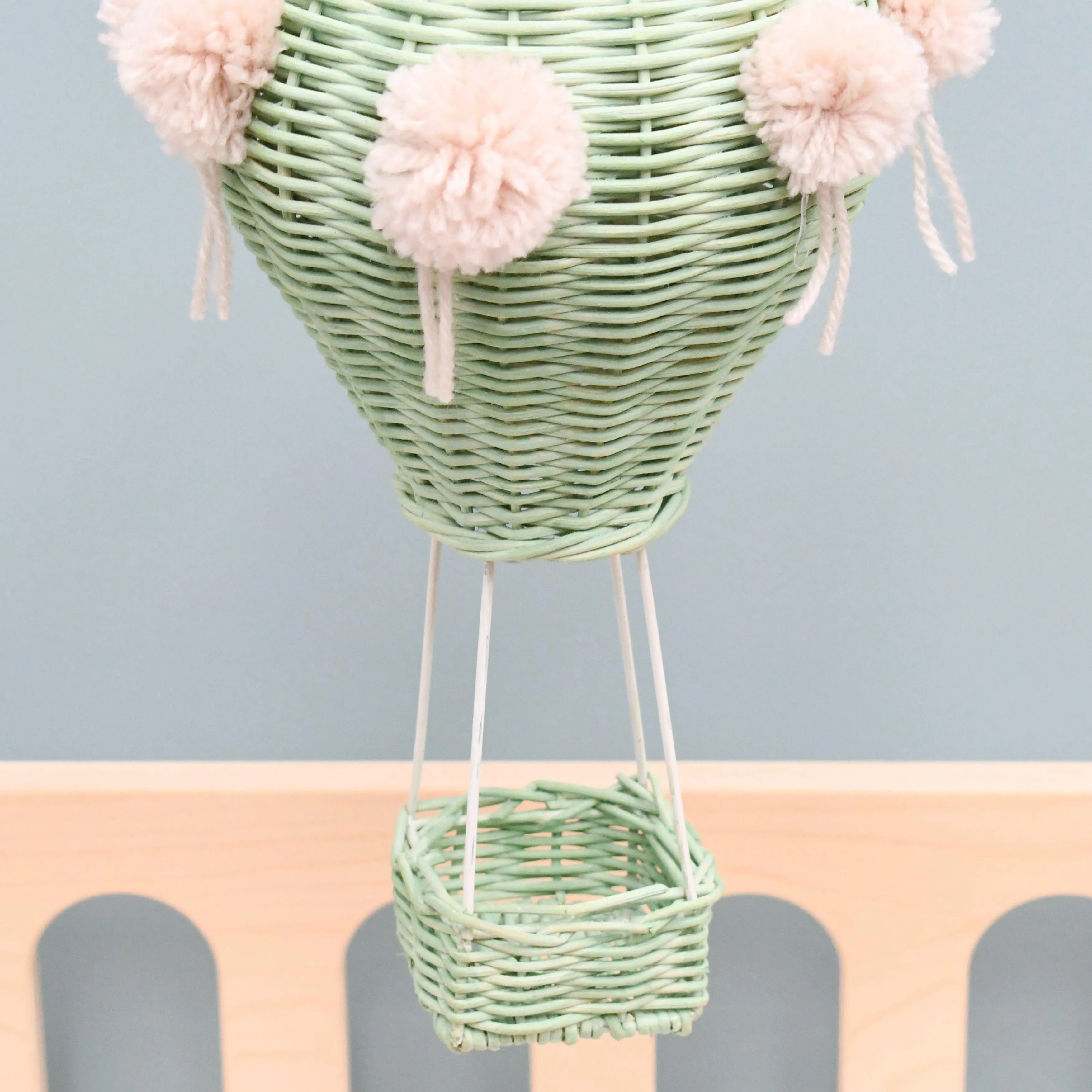 Rattan Hot Air Balloon Mobile - Mint Green