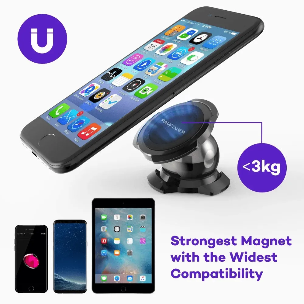 RAVPower Ultra-Compact Magnetic Car Phone Holder/Mount - SH003