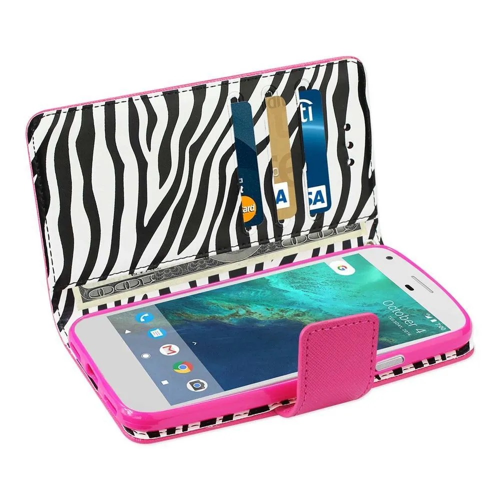 Reiko REIKO GOOGLE PIXEL WALLET CASE WITH INNER ZEBRA PRINT IN HOT PINK