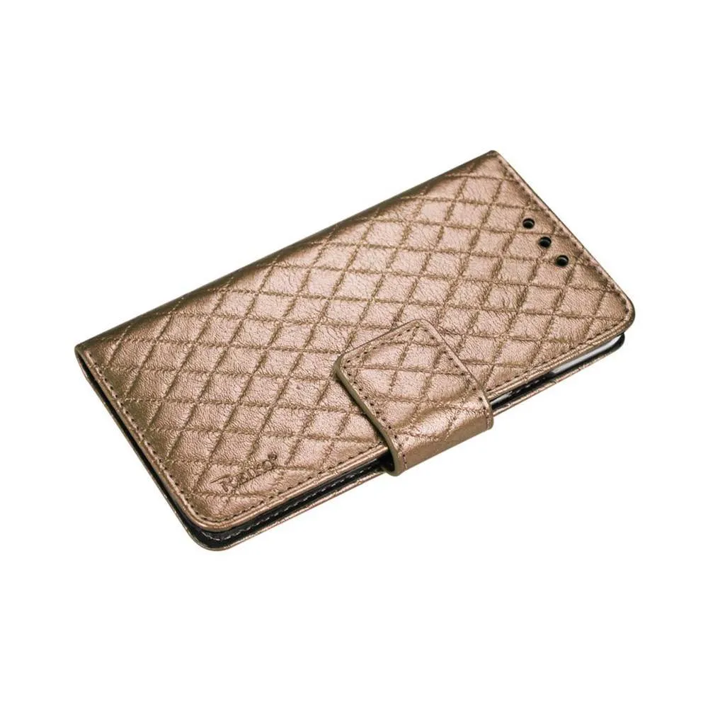 Reiko Wallet Case 3 In 1 For Samsung Galaxy Note 4 Rhombus Pattern Champagne