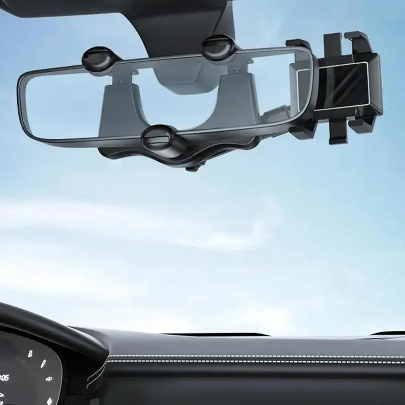 Rotatable Retractable Rearview Mirror Phone Holder For Car