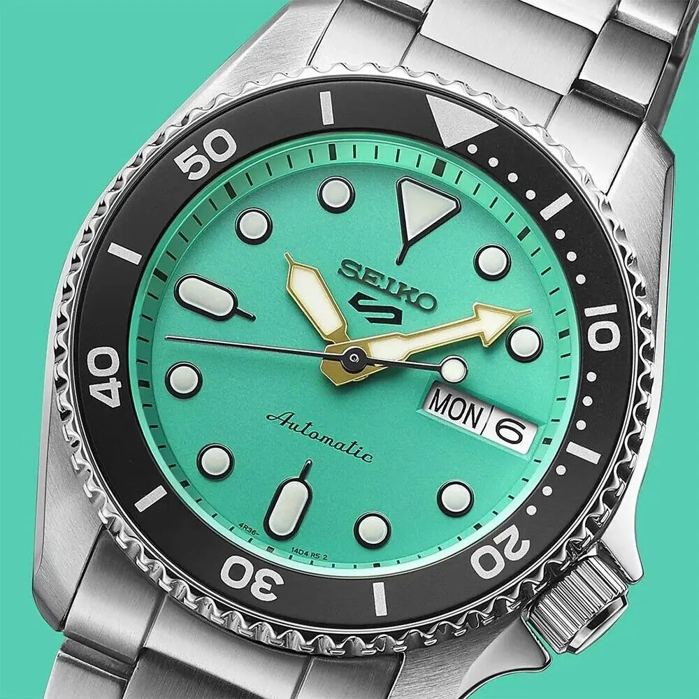 Seiko 5 Sports SRPK33 10 ATM Water Resistant 38.0mm Vibrant Green Dial Automatic Men's Watch