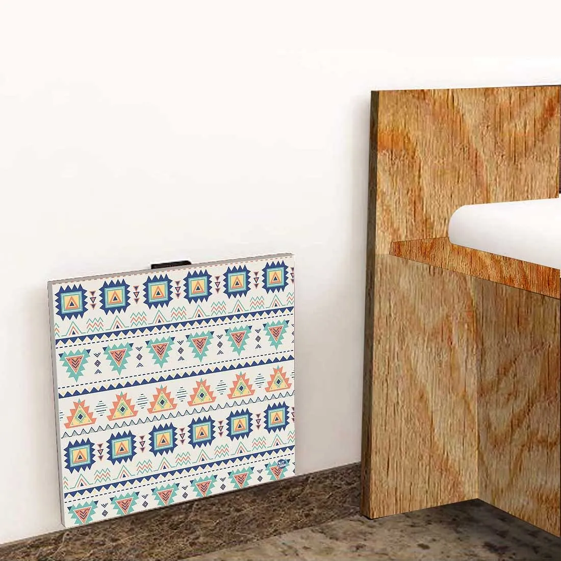 Simple Wall Mounted side Table - Aztec Grey Pattern