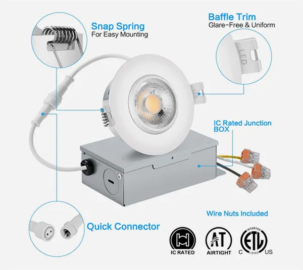 SLIM LED DOWNLIGHT 3, 8W 550LMN, GIMBLE, 4000K SATIN NICKEL, 360 DEGREE ROTATION