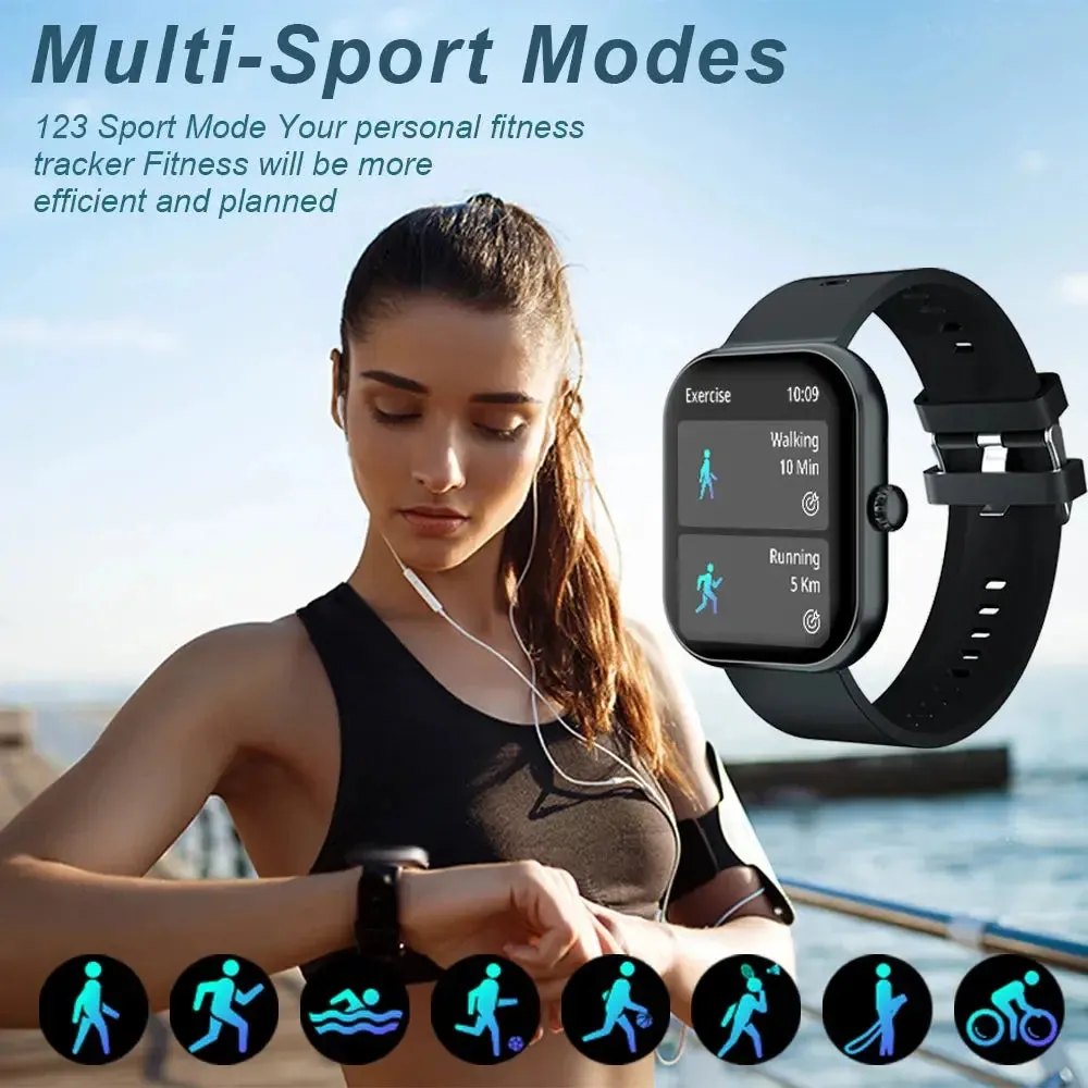 Smart Watch 2.01 HD Screen Answer Make Call 123 Sports Fitness Tracker IP68 Waterproof Smartwatch for Men Women Heart Rate Watch