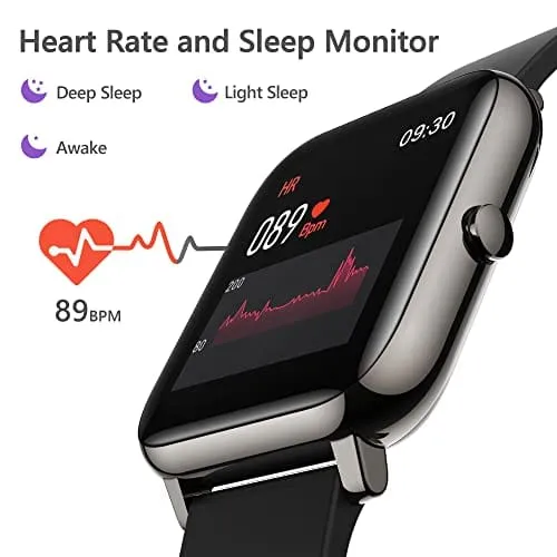 Smart Watch, KALINCO Fitness Tracker with Heart Rate Monitor, Blood Pressure, Blood Oxygen Tracking, 1.4 Inch Touch Screen Smartwatch Fitness Watch for Women Men Compatible with Android iPhone iOS