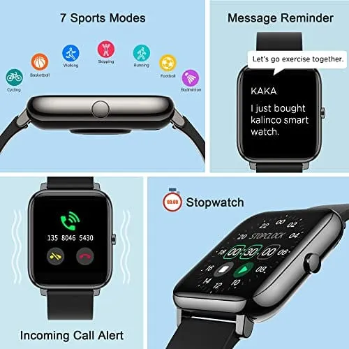 Smart Watch, KALINCO Fitness Tracker with Heart Rate Monitor, Blood Pressure, Blood Oxygen Tracking, 1.4 Inch Touch Screen Smartwatch Fitness Watch for Women Men Compatible with Android iPhone iOS