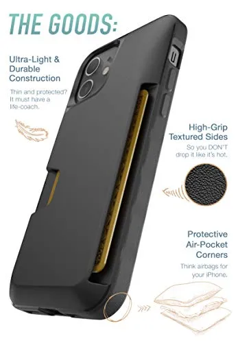 Smartish iPhone 12/12 Pro Wallet Case - Wallet Slayer Vol. 1 [Slim   Protective] Credit Card Holder (Silk) - Black Tie Affair