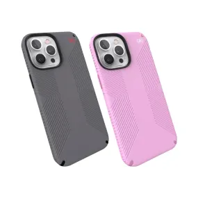 Speck Presidio 2 iPhone 12 Pro  / 13 Pro Max Grip Phone Case with Raised Bezel, Shock-Proof Barrier Technology and Microban Anti-Microbial Protection (Gray, Pink)