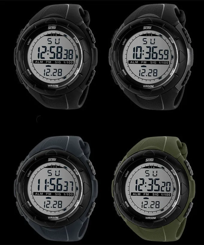 Sports Military Watches LED Digital Man Brand Watch, 5ATM Dive Swim Dress Fashion Outdoor Men Boys Wristwatches