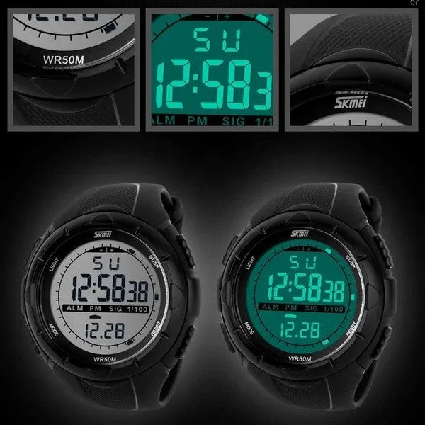 Sports Military Watches LED Digital Man Brand Watch, 5ATM Dive Swim Dress Fashion Outdoor Men Boys Wristwatches