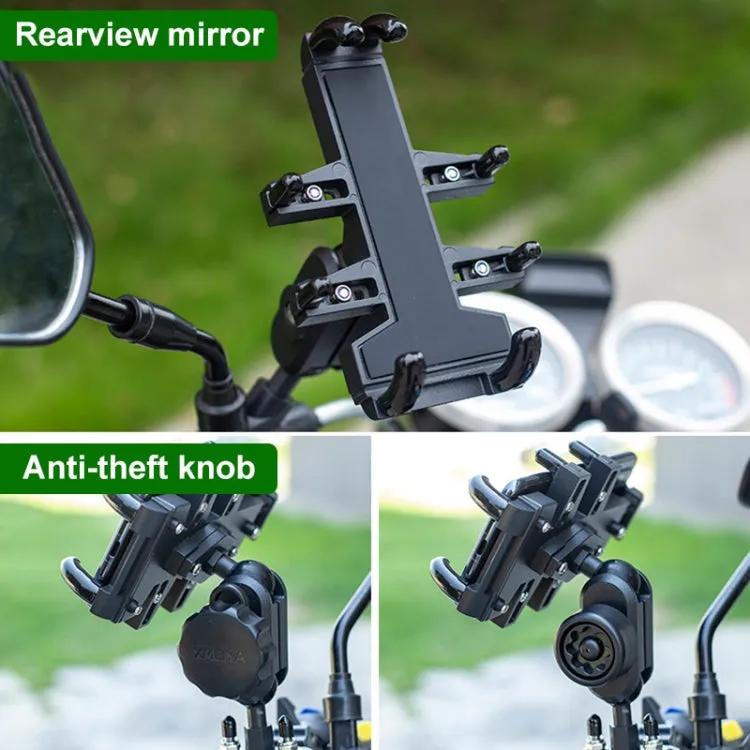 Tilt Rearview Mirror Screw Hole Ball-Head Motorcycle Eight-jaw Aluminum Phone Navigation Bracket