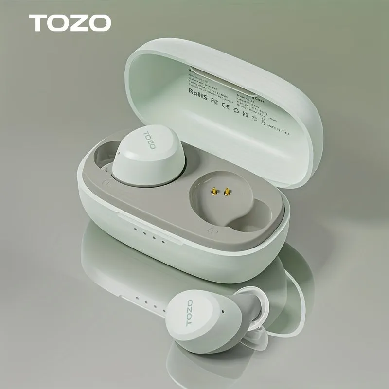 TOZO Mini Wireless Earbuds Wireless 13.46 Cm Ear Light-Weight Headphones Built-in Microphone, IPX5 Waterproof, Immersive Premium Sound Long Distance Connection Headset With Charging Case