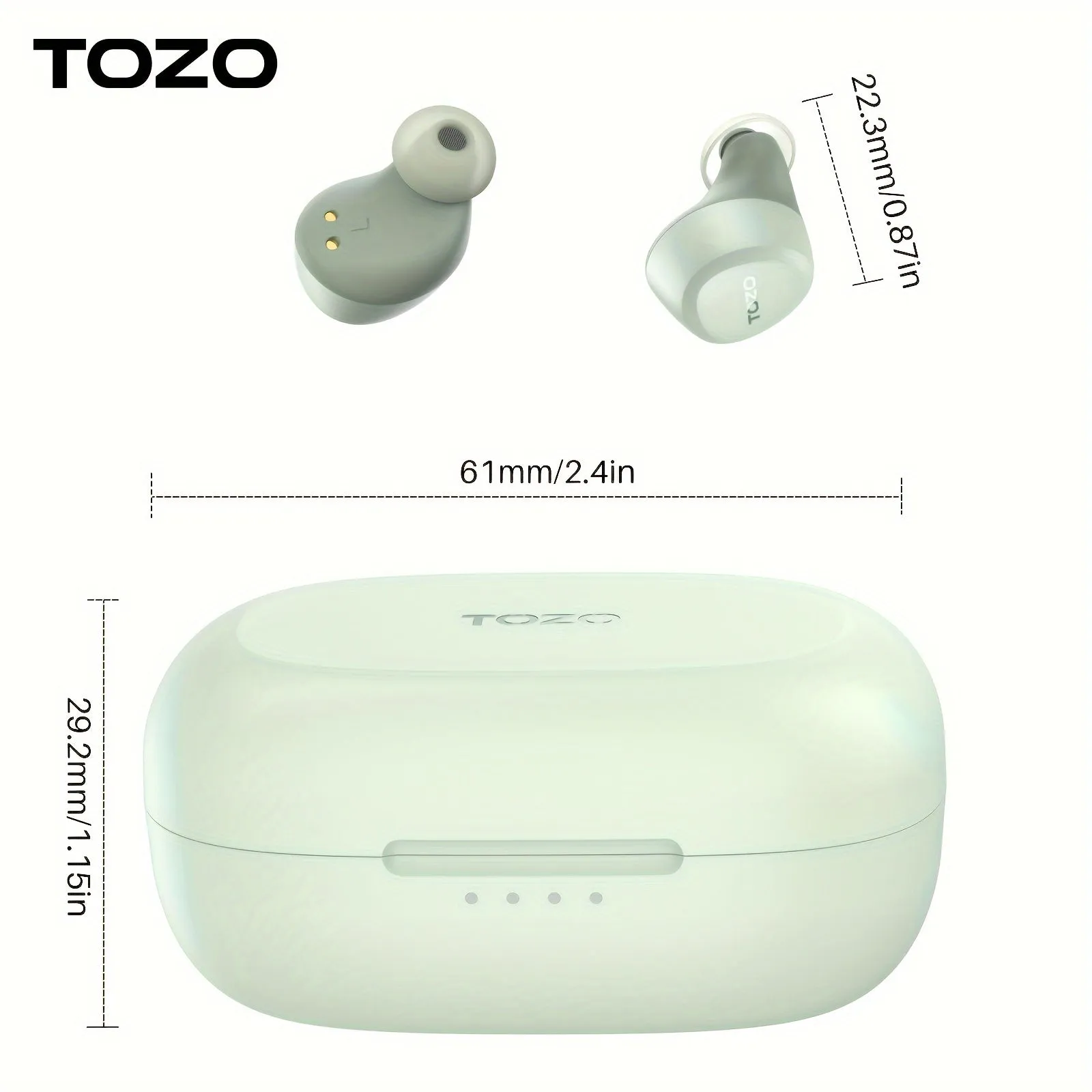 TOZO Mini Wireless Earbuds Wireless 13.46 Cm Ear Light-Weight Headphones Built-in Microphone, IPX5 Waterproof, Immersive Premium Sound Long Distance Connection Headset With Charging Case