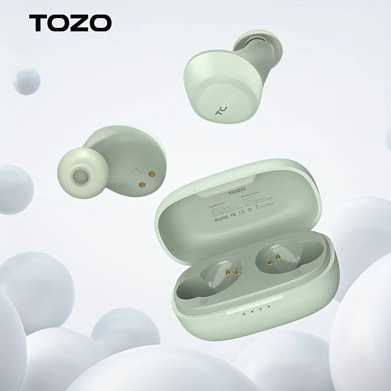 TOZO Mini Wireless Earbuds Wireless 13.46 Cm Ear Light-Weight Headphones Built-in Microphone, IPX5 Waterproof, Immersive Premium Sound Long Distance Connection Headset With Charging Case