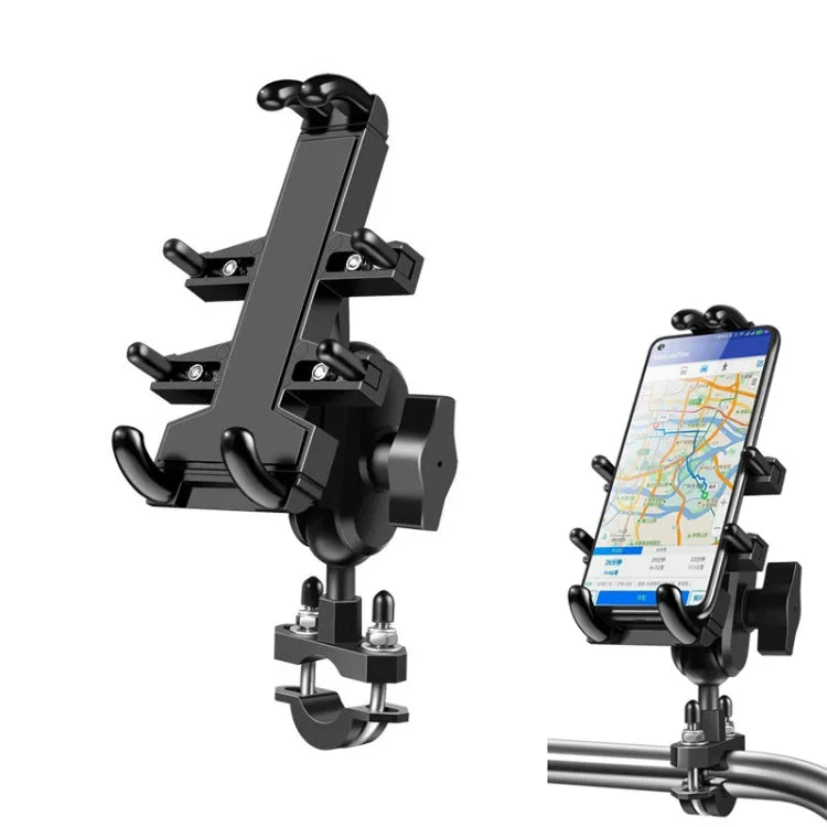 U-shaped Bolt Ball-Head Motorcycle Handlebar Multi-function Eight-jaw Aluminum Phone Navigation Holder Bracket, Width of Phone: 6.5-10.2cm &#160;