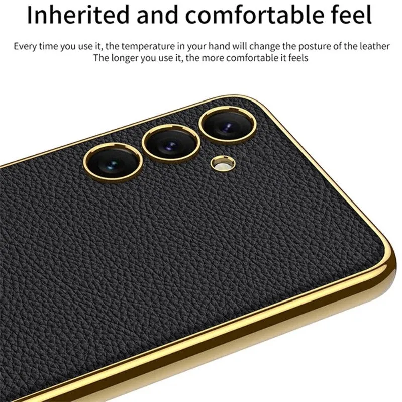 Ultra-thin Plain Leather Simple Phone Case For Samsung Galaxy S24