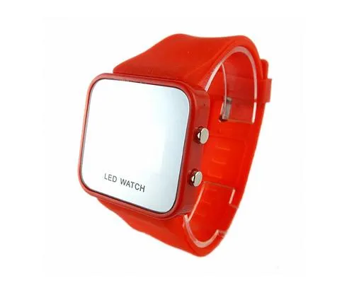 Unisex Silicone Band Mirror Dial LED Digital Sport Wrist Watch