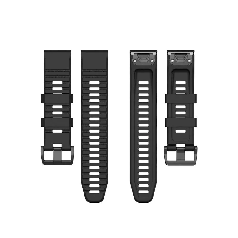 Universal Garmin 22mm QuickFit Riflet Silikone Rem - Sort