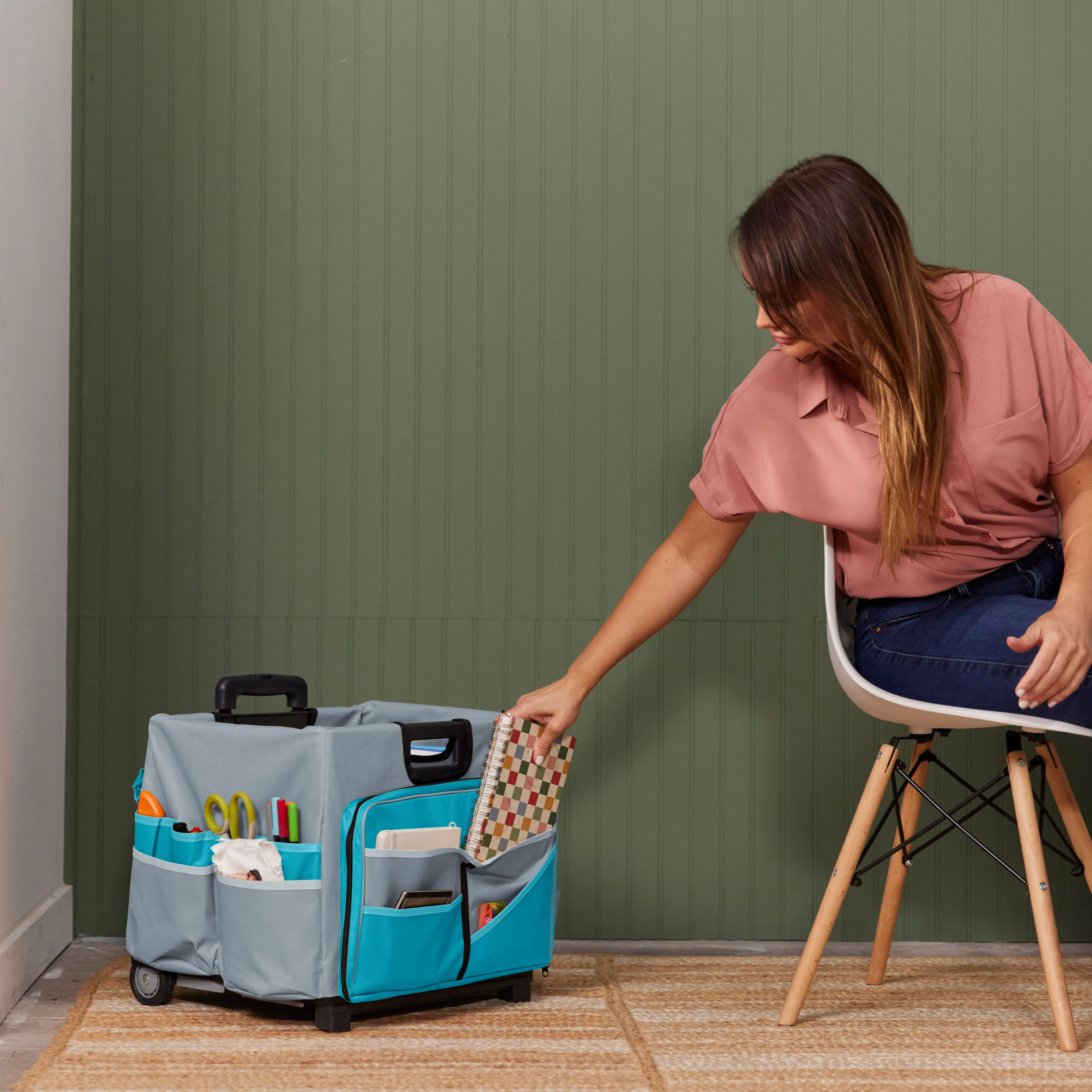 Universal Rolling Cart with Canvas Organizer Bag, Mobile Storage