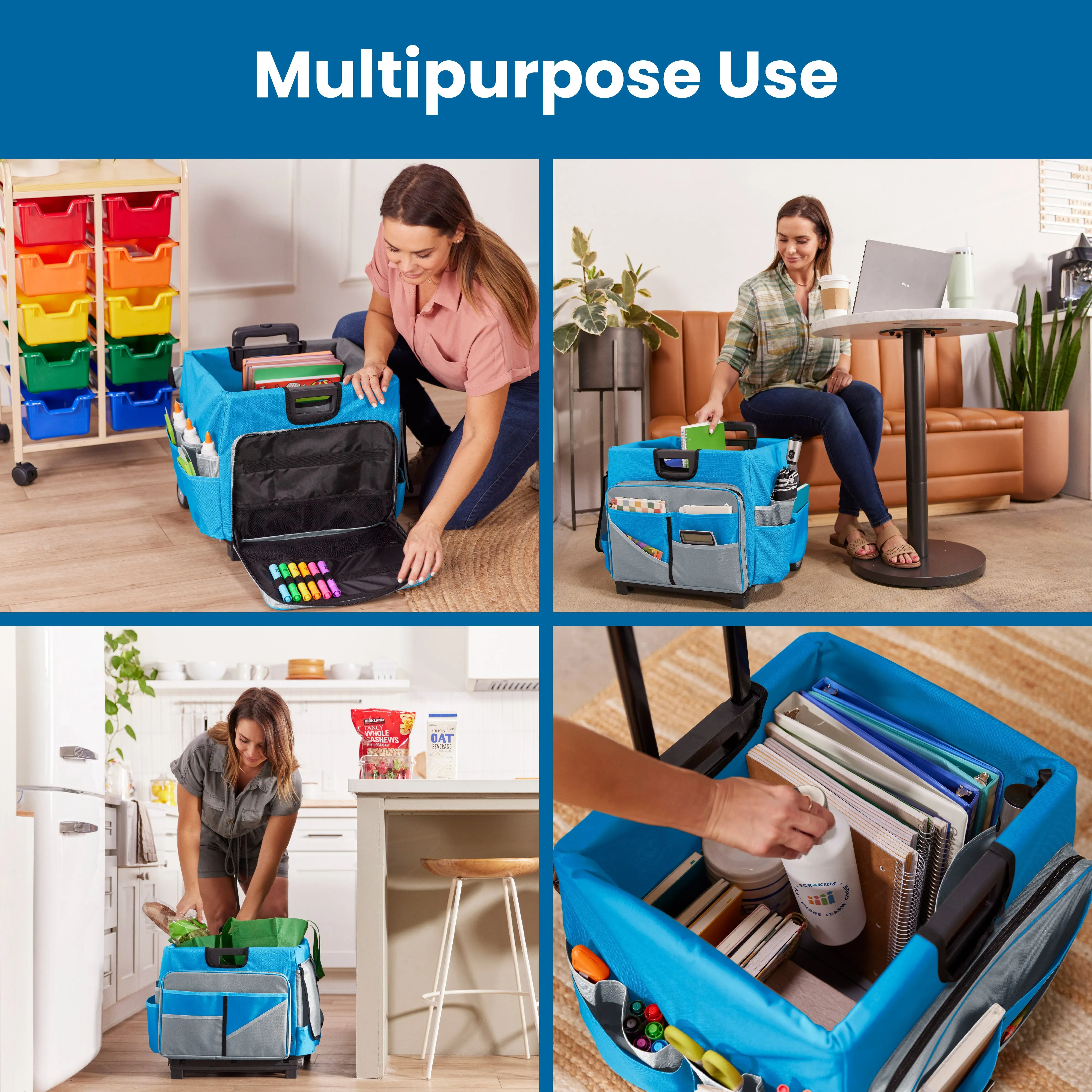 Universal Rolling Cart with Canvas Organizer Bag, Mobile Storage