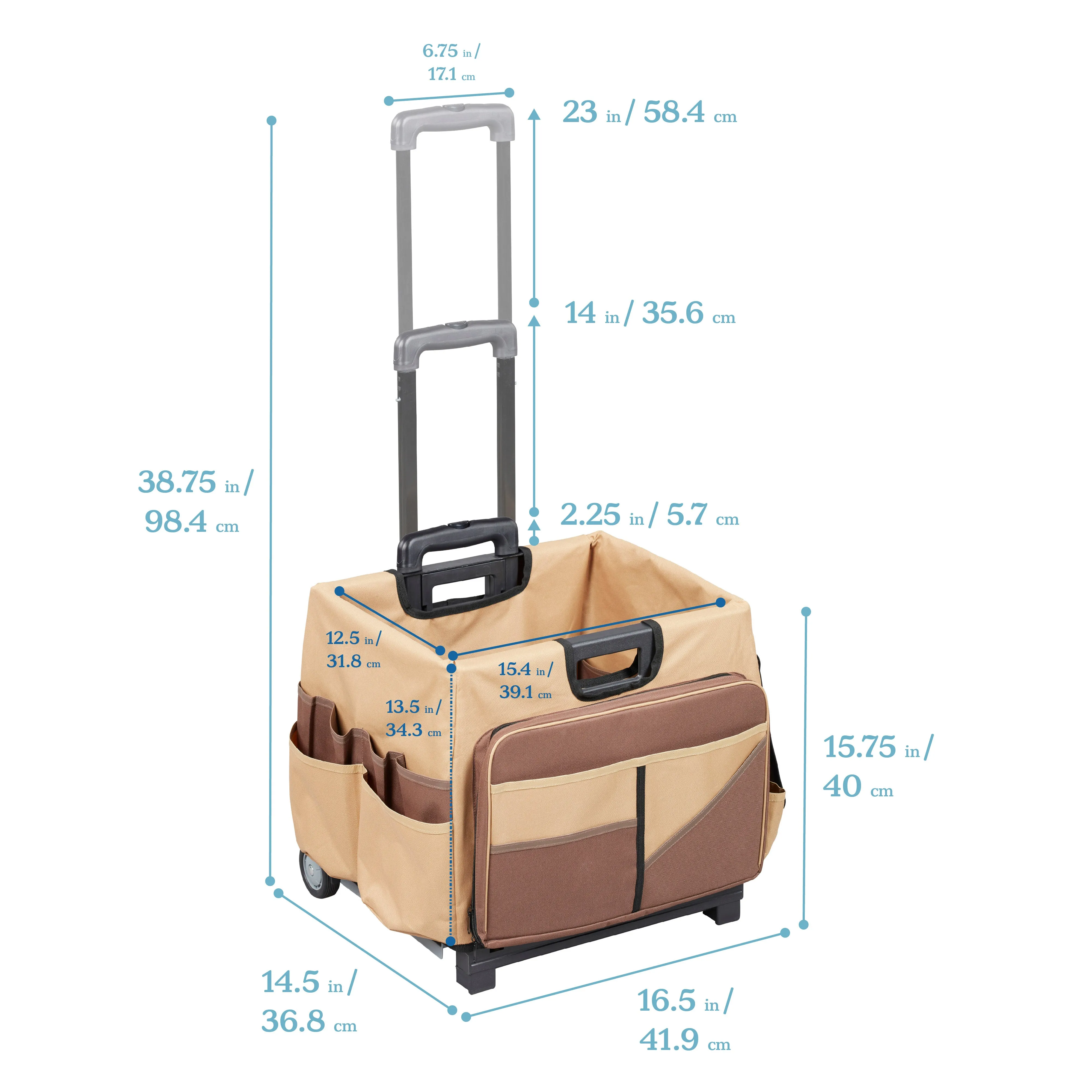 Universal Rolling Cart with Canvas Organizer Bag, Mobile Storage