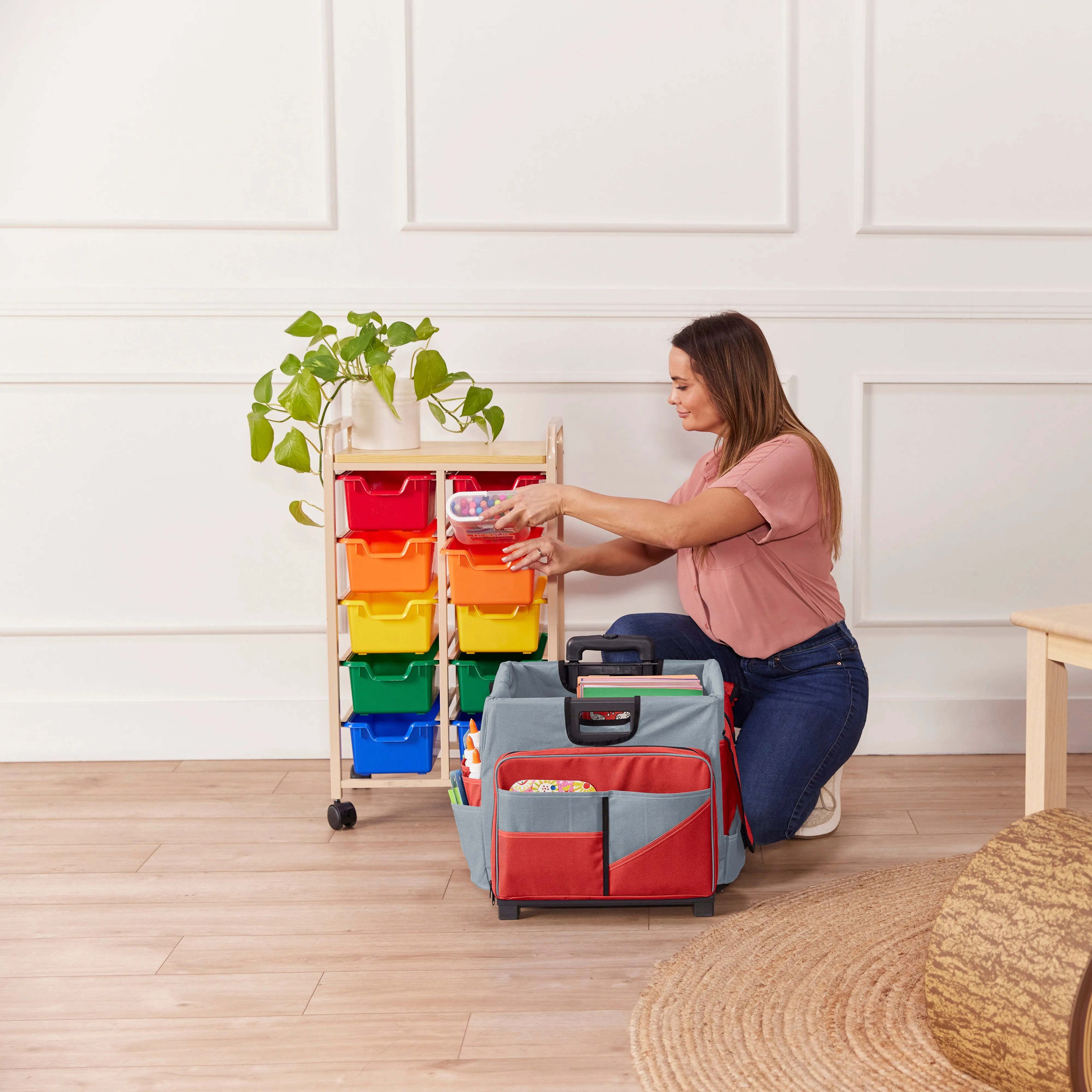 Universal Rolling Cart with Canvas Organizer Bag, Mobile Storage