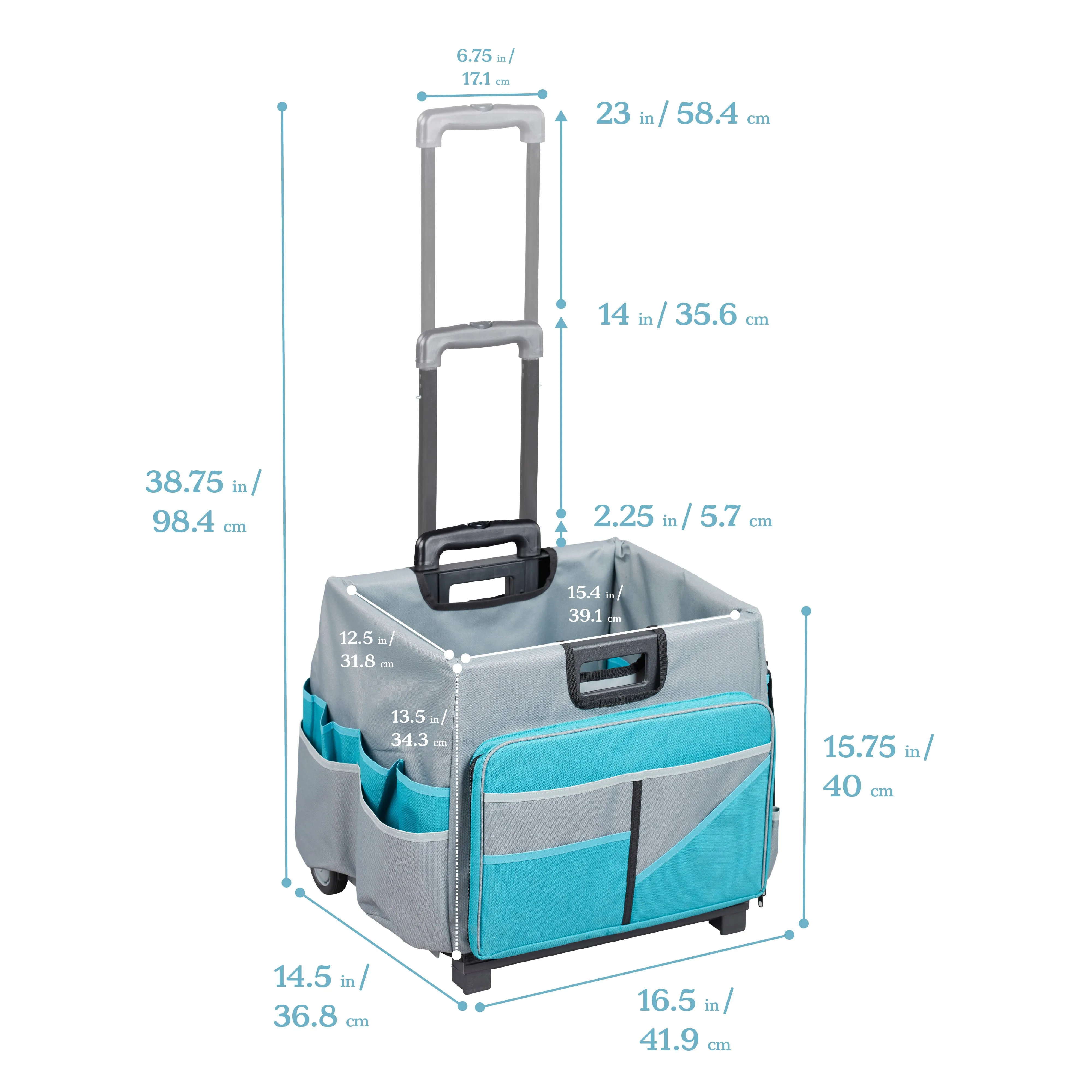 Universal Rolling Cart with Canvas Organizer Bag, Mobile Storage