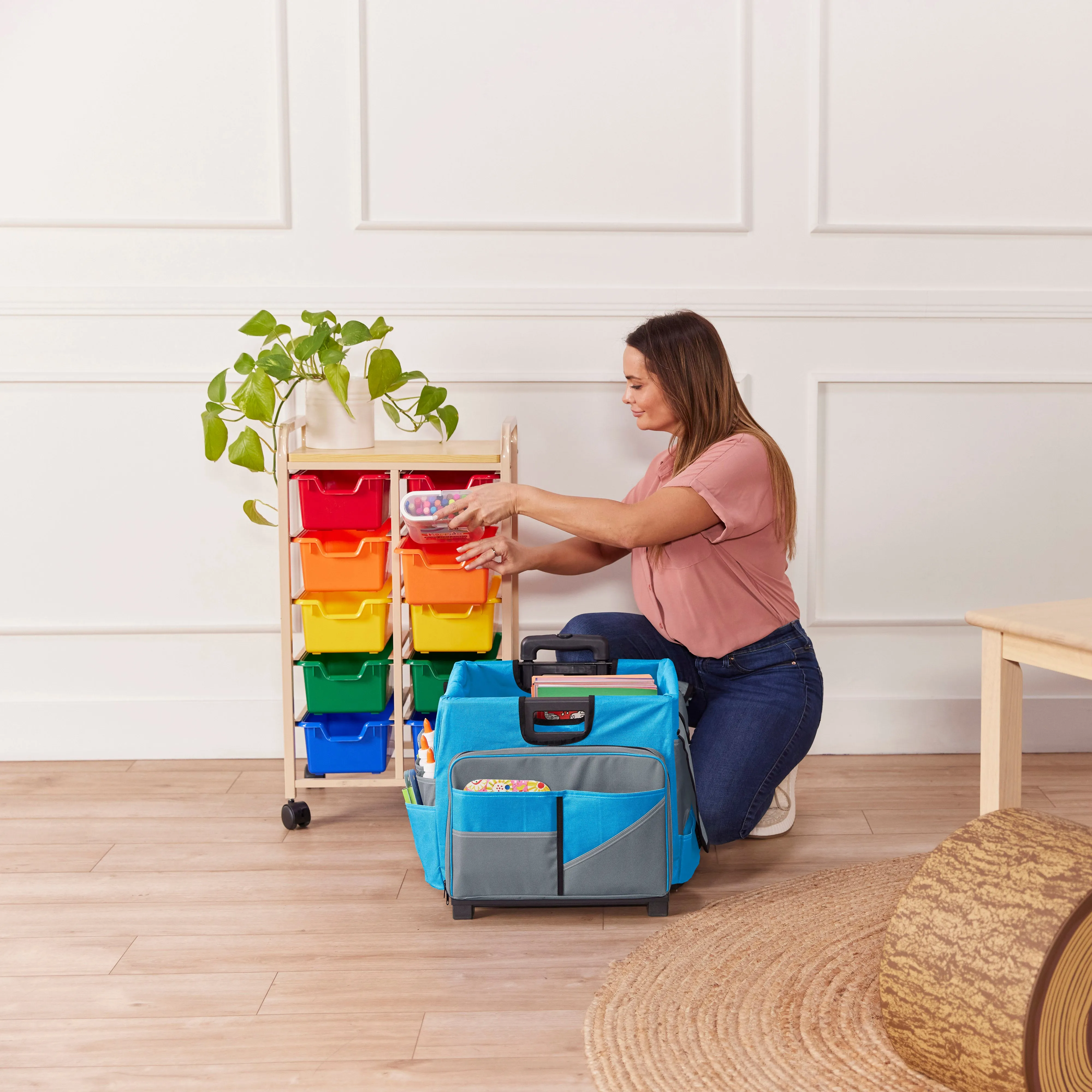 Universal Rolling Cart with Canvas Organizer Bag, Mobile Storage