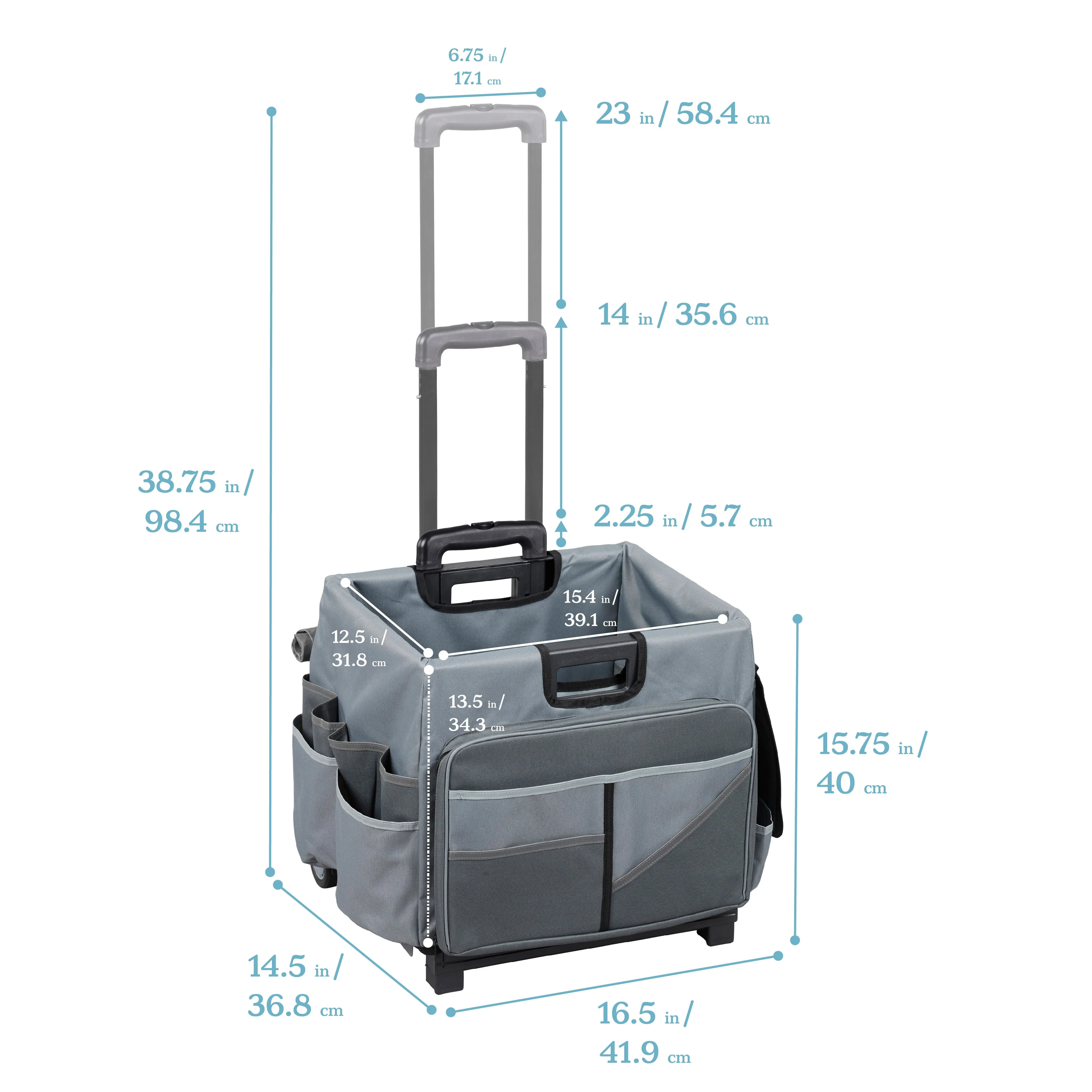 Universal Rolling Cart with Canvas Organizer Bag, Mobile Storage