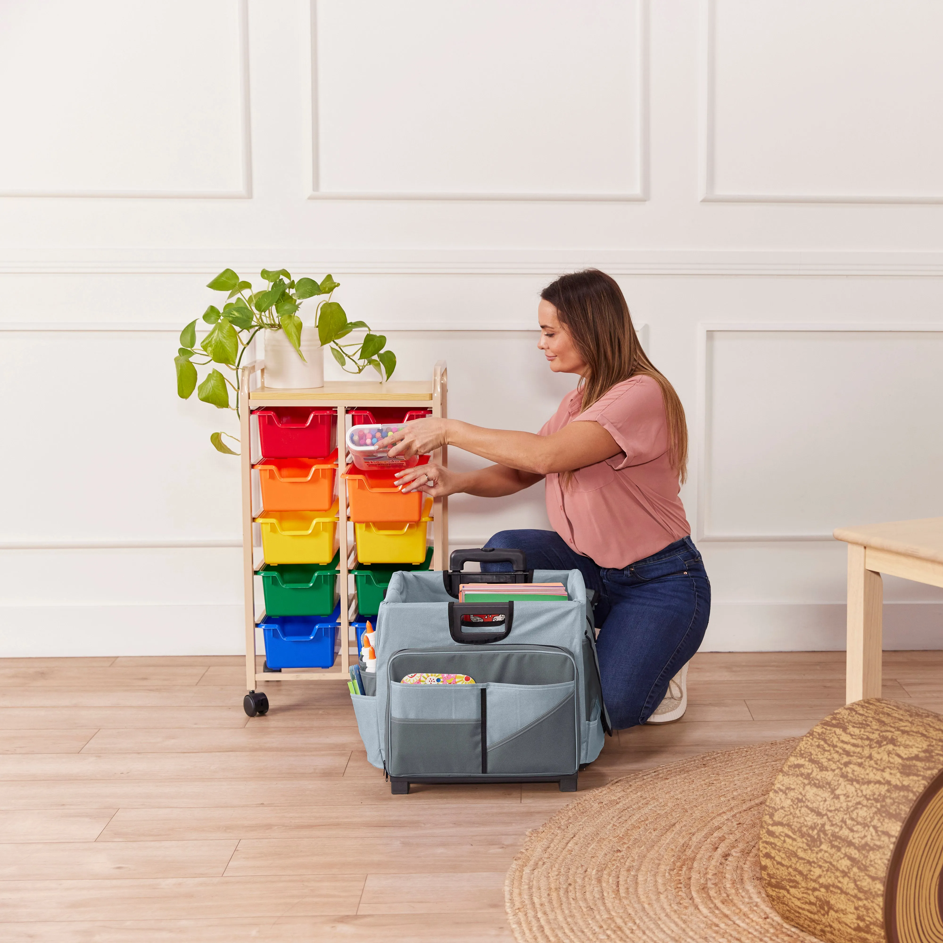 Universal Rolling Cart with Canvas Organizer Bag, Mobile Storage