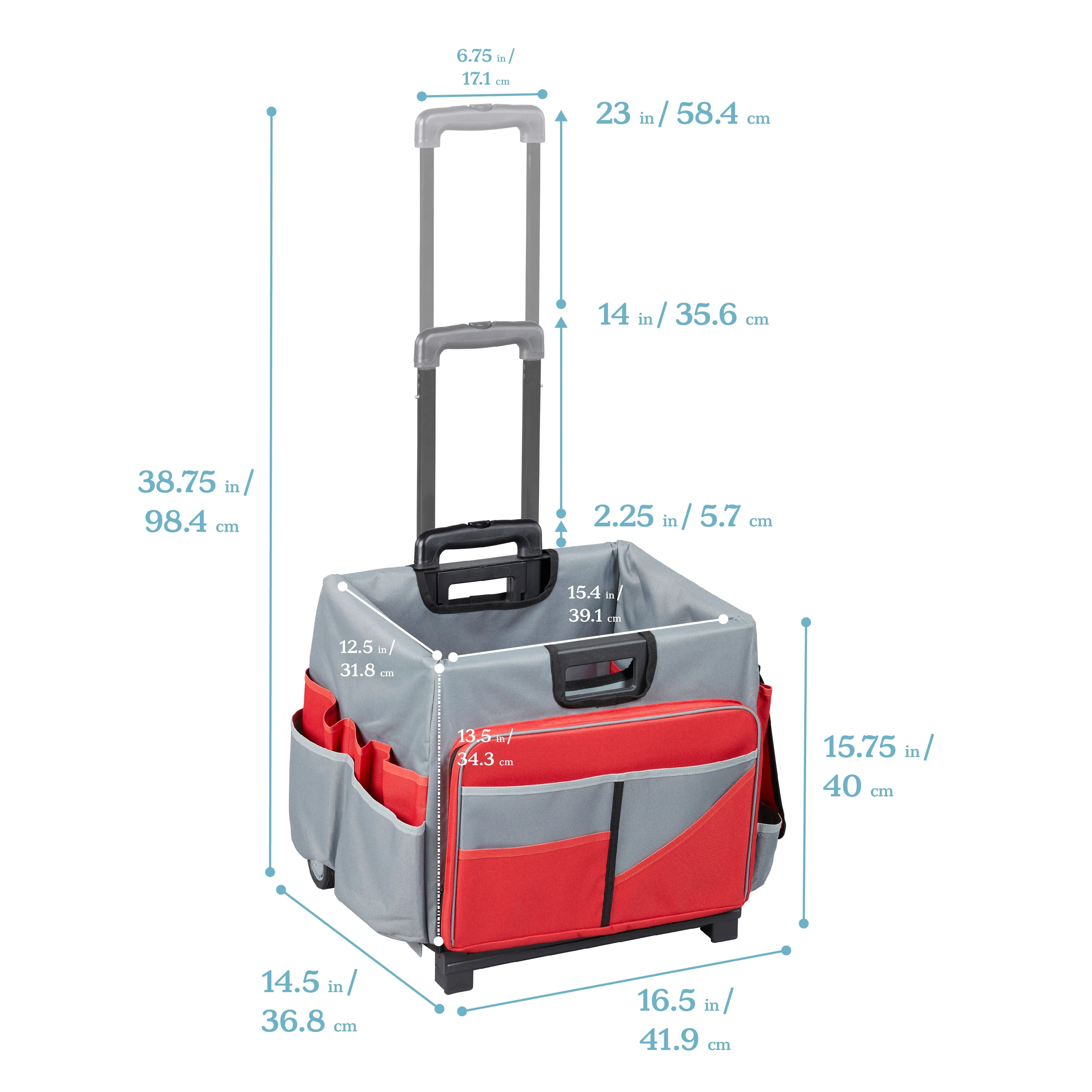 Universal Rolling Cart with Canvas Organizer Bag, Mobile Storage